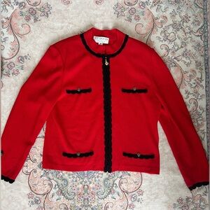 St. John Red and Black Women's Blazer-size medium
